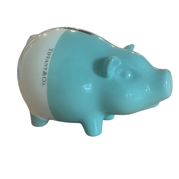 Tiffany & Co Blue Ceramic Piggy Bank Rare - Picture 1 of 3